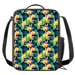 Yellow Orchid Pattern Print Crossbody Lunch Bag