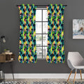 Yellow Orchid Pattern Print Grommet Curtain Panels