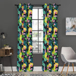 Yellow Orchid Pattern Print Curtain