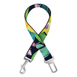 Yellow Orchid Pattern Print Dog Seat Belt