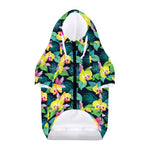 Yellow Orchid Pattern Print Dog Zip Up Hoodie