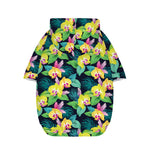Yellow Orchid Pattern Print Dog Zip Up Hoodie