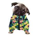 Yellow Orchid Pattern Print Dog Zip Up Jacket