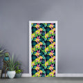 Yellow Orchid Pattern Print Door Sticker