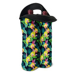 Yellow Orchid Pattern Print Double Neoprene Wine Tote
