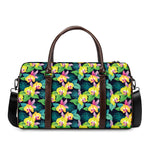 Yellow Orchid Pattern Print Duffle Bag