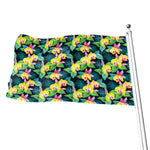 Yellow Orchid Pattern Print Flag