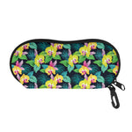 Yellow Orchid Pattern Print Glasses Case