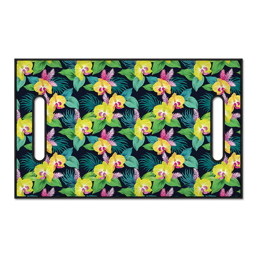 Yellow Orchid Pattern Print Golf Cart Seat Cover