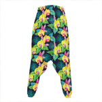 Yellow Orchid Pattern Print Hammer Pants