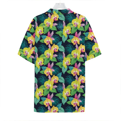Yellow Orchid Pattern Print Hawaiian Shirt