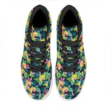 Yellow Orchid Pattern Print High Top Leather Sneakers