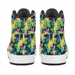 Yellow Orchid Pattern Print High Top Leather Sneakers