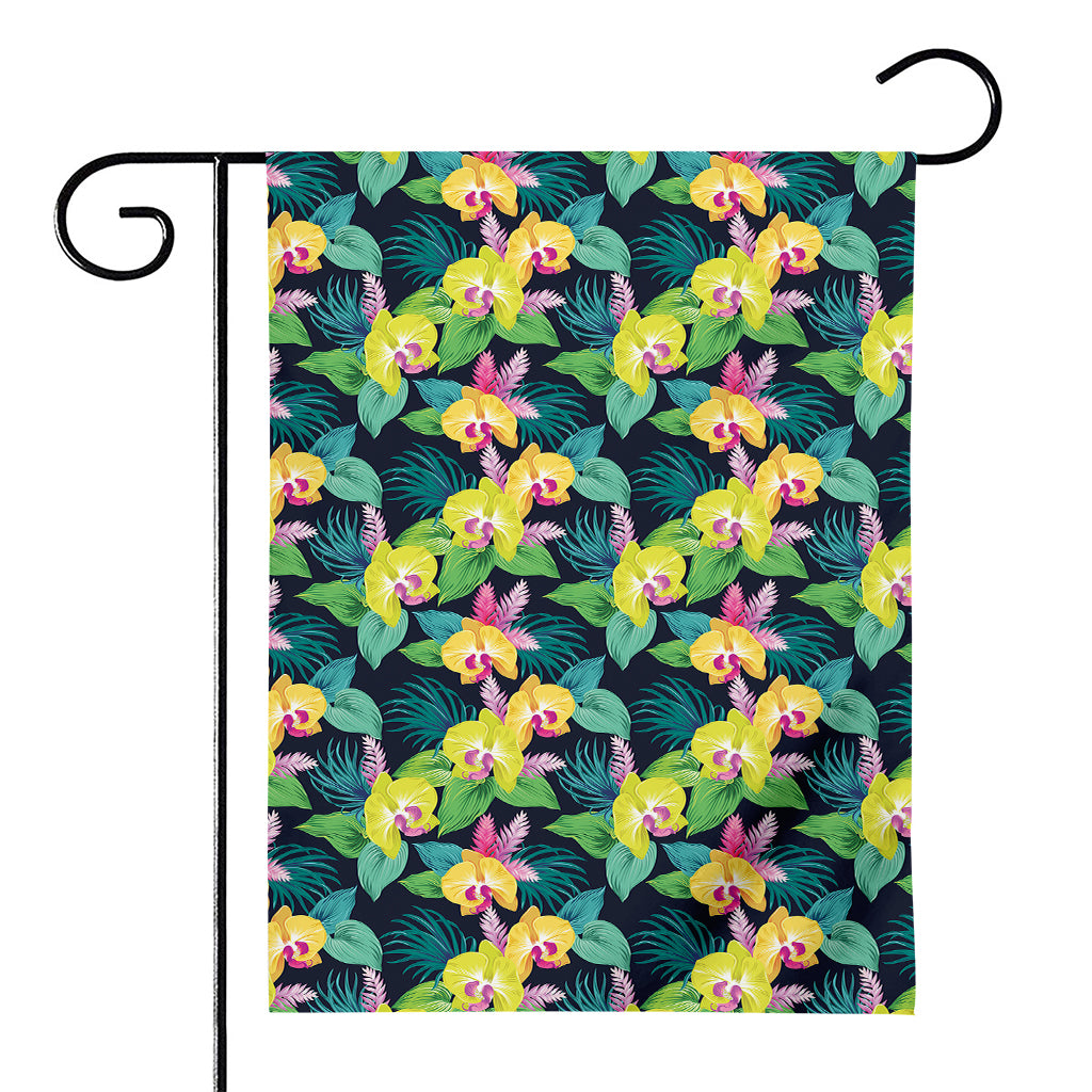 Yellow Orchid Pattern Print House Flag