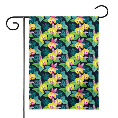 Yellow Orchid Pattern Print House Flag