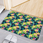 Yellow Orchid Pattern Print Indoor Door Mat