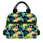 Yellow Orchid Pattern Print Insulated Lunch Bag