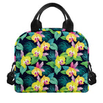 Yellow Orchid Pattern Print Insulated Lunch Bag