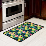 Yellow Orchid Pattern Print Kitchen Mat