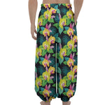 Yellow Orchid Pattern Print Lantern Pants