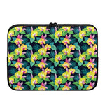 Yellow Orchid Pattern Print Laptop Sleeve