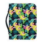 Yellow Orchid Pattern Print Leather Bible Cover