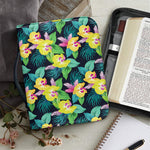 Yellow Orchid Pattern Print Leather Bible Cover