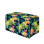 Yellow Orchid Pattern Print Leather Tissue Box Cover