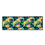 Yellow Orchid Pattern Print Long Kitchen Mat