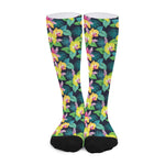 Yellow Orchid Pattern Print Long Socks