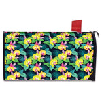 Yellow Orchid Pattern Print Mailbox Cover