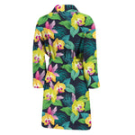 Yellow Orchid Pattern Print Men's Bathrobe