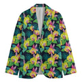 Yellow Orchid Pattern Print Men's Blazer