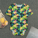Yellow Orchid Pattern Print Men's Bodysuit