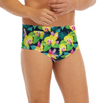 Yellow Orchid Pattern Print Men's Briefs