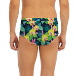 Yellow Orchid Pattern Print Men's Briefs