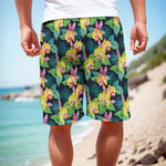 Yellow Orchid Pattern Print Men's Cargo Shorts