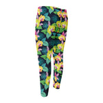 Yellow Orchid Pattern Print Men's Compression Pants