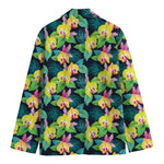 Yellow Orchid Pattern Print Men's Cotton Blazer