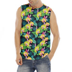 Yellow Orchid Pattern Print Men's Fitness Tank Top