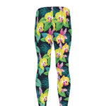 Yellow Orchid Pattern Print Men's leggings