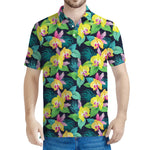 Yellow Orchid Pattern Print Men's Polo Shirt