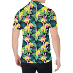 Yellow Orchid Pattern Print Men's Shirt