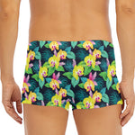 Yellow Orchid Pattern Print Men's Short Boxer Briefs