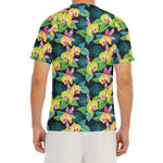 Yellow Orchid Pattern Print Men's Short Sleeve Rash Guard