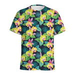 Yellow Orchid Pattern Print Men's Sports T-Shirt