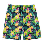 Yellow Orchid Pattern Print Men's Swim Trunks