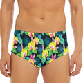 Yellow Orchid Pattern Print Men's Triangle Swim Briefs