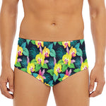 Yellow Orchid Pattern Print Men's Triangle Swim Briefs