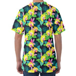 Yellow Orchid Pattern Print Men's Velvet T-Shirt